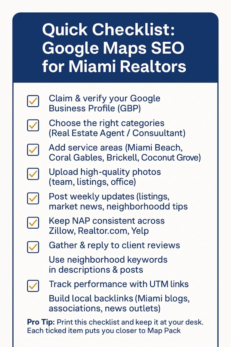 Quick Checklist : Google Maps SEO for Miami Realtors