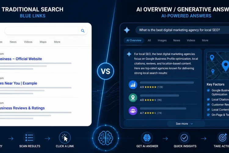 AI SEO 2026 — AI Overviews and traditional search side by side