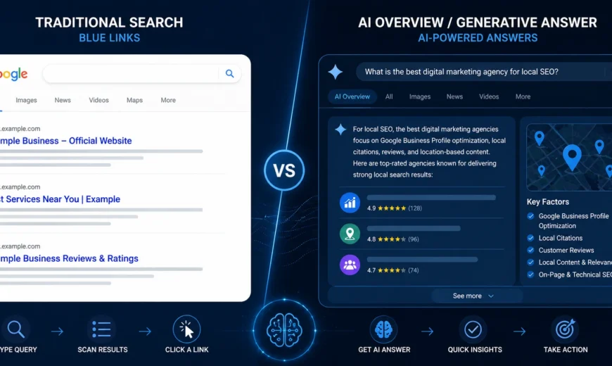 AI SEO 2026 — AI Overviews and traditional search side by side